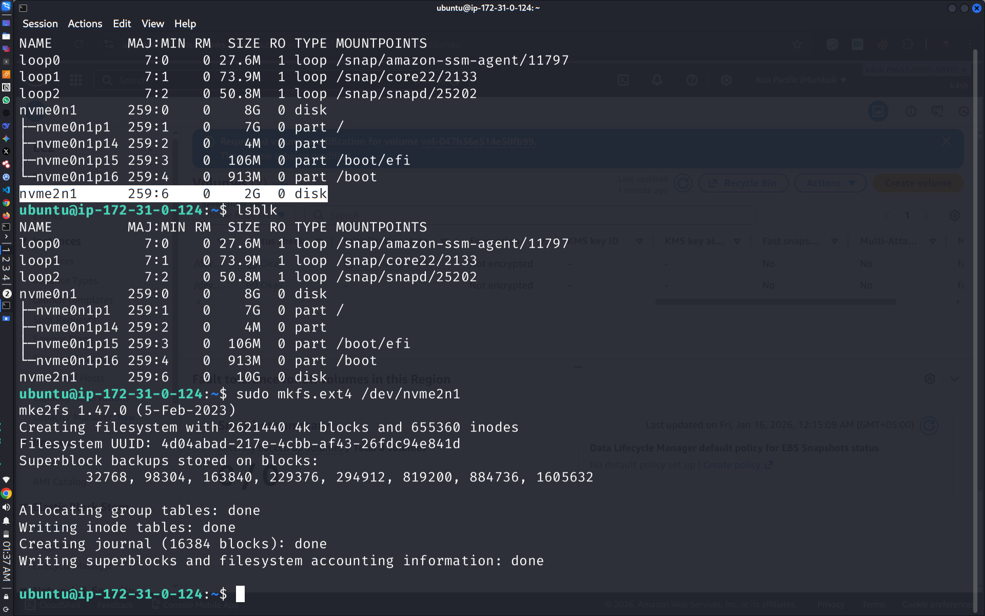 Day 4 of Learning AWS: EBS Volume Resizing and EBS Types
