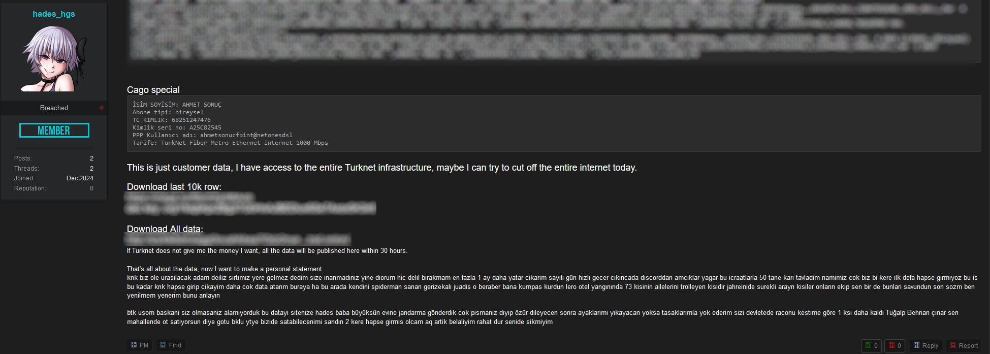 Cyber Attack on TürkNet: A Detailed Analysis of the Incident, Its Impacts, and the Measures Taken