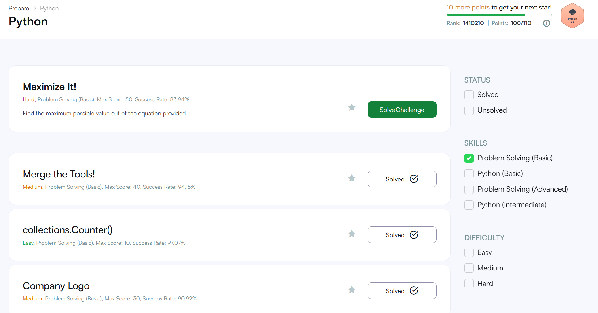 Problem Solving(Python) HackerRank Company Logo(Medium)