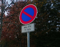 No Parking Sign, Germany, Monday to Friday, from 7 to 14 hours