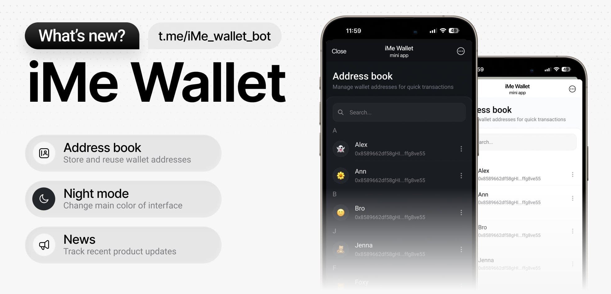 iMe Wallet Update