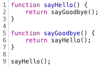 two functions that call each other over and over — an example of recursion