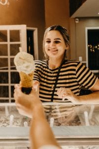 Customer with ice cream cone