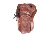 Western Justice Hand-Tooled Leather Holster, 6&#34;, Mahogany, Left Hand