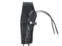 Hand-Tooled Leather Holster, 6&#34;, Black, Left Hand