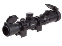 Leapers UTG 1-8x28 Multi-Range Combat Rifle Scope, EZ-TAP, Illuminated Circle-Dot Reticle, 1/2 MOA, 30mm Tube, See-Thru Weaver Rings