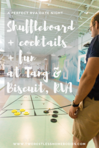 RVA Date night - Shuffleboard at Tang & Biscuit in Richmond VA | Two Restless Homebodies