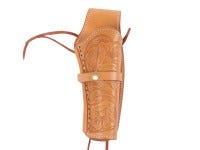 Hand-Tooled Leather Holster, 6&#34;, Natural, Right Hand