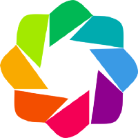 Colorful Bokeh pinwheel logo