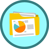 Trailhead badge artwork for the new Essential Business Analyst Skills module. A yellow folder with pie chart file in front.