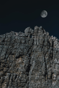The cliff under a full moon
