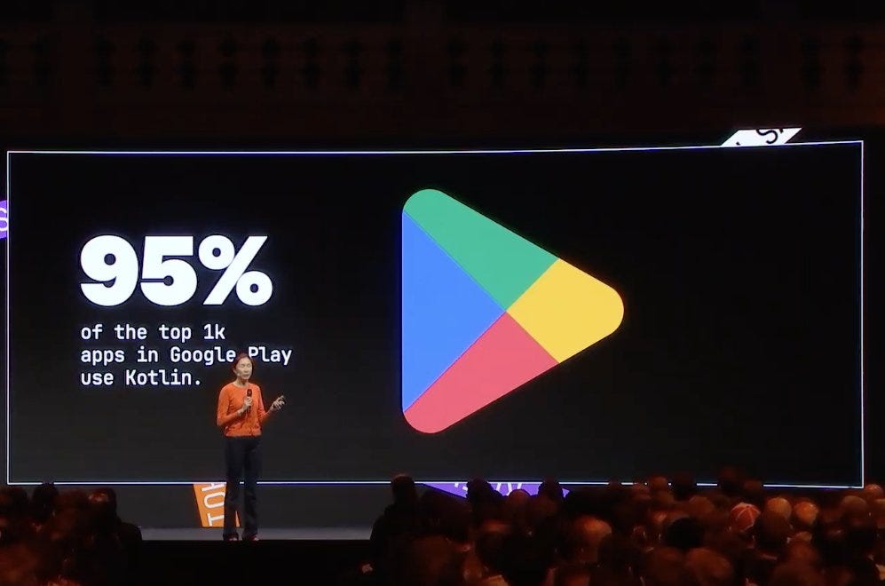 Image of kotlin percentage on Play Store