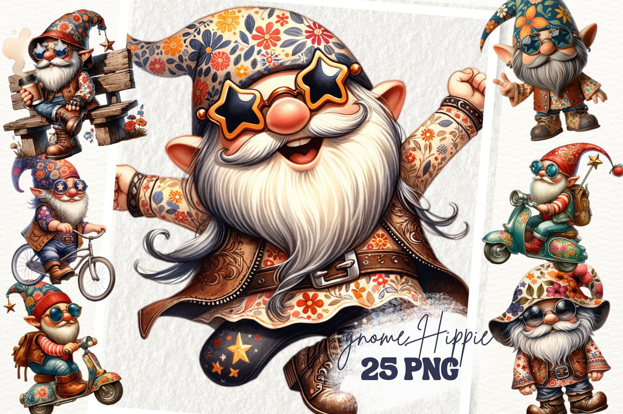 Gnome Hippie Clipart (AI Generated)