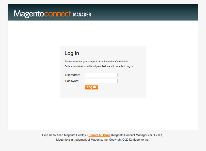 Login to Magento Connect