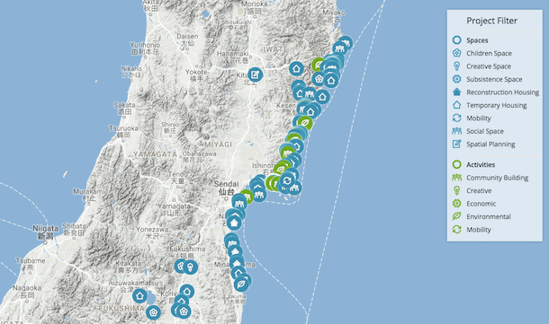 On the “Tohoku Planning Forum” website, you can check detailed information on who is doing what on the restoration in the Tohoku region using an interactive map.