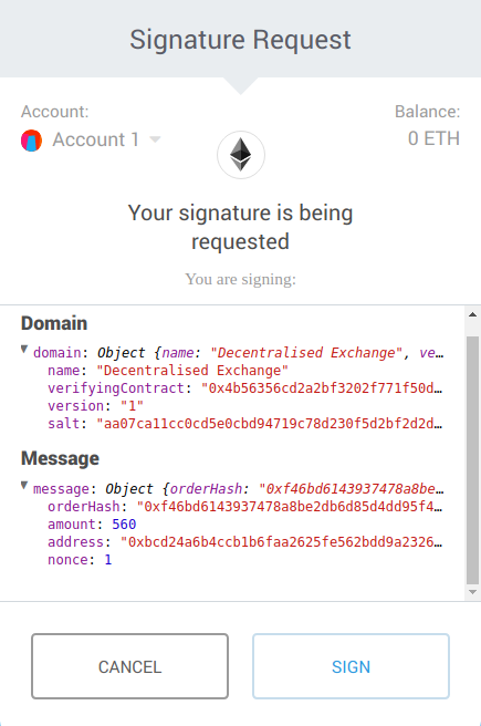 Figure 2: a signature request from a dApp that uses EIP712