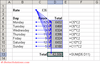 Tracing precedents in Microsoft excel