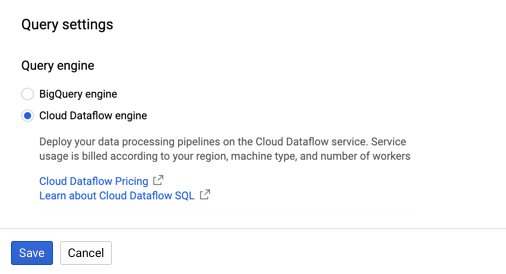 Change query engine to Cloud Dataflow — Image by author
