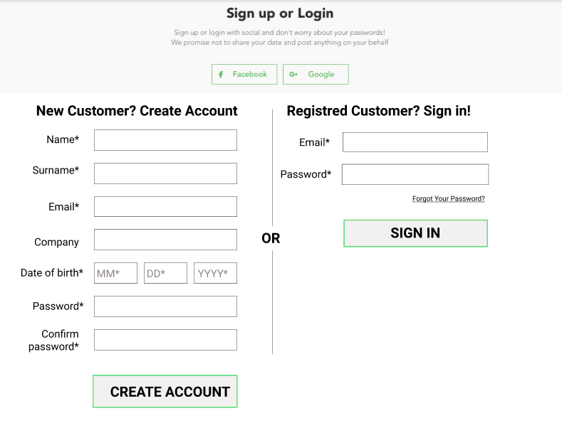 Example of form with obligatory checkout — 9 more fields to fill before making a purchase