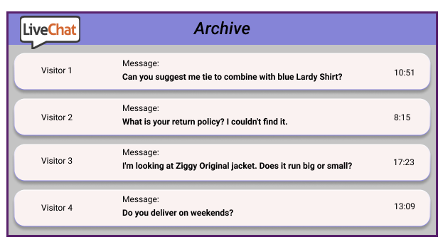 Example of LiveChat Archive