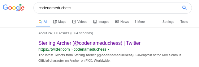 Google result for codenameduchess