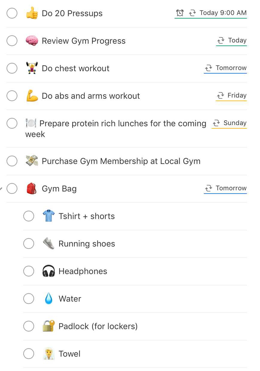 Todoist Recurring Tasks