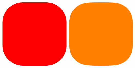 Red has base corners, Orange has smoothed corners