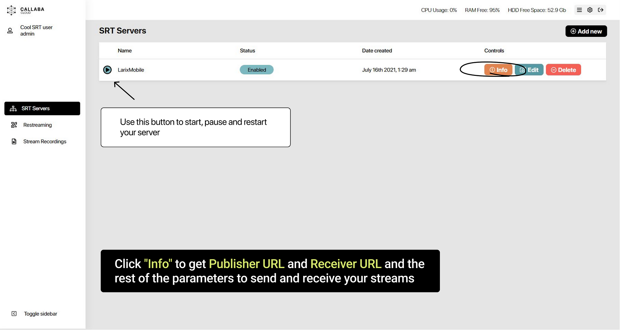 How to set up streaming from JVC GY-HC500U camera using SRT protocol and  Callaba Cloud