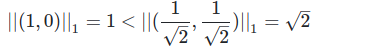 L1 Norm is less for sparse vector as compared to that of the dense one