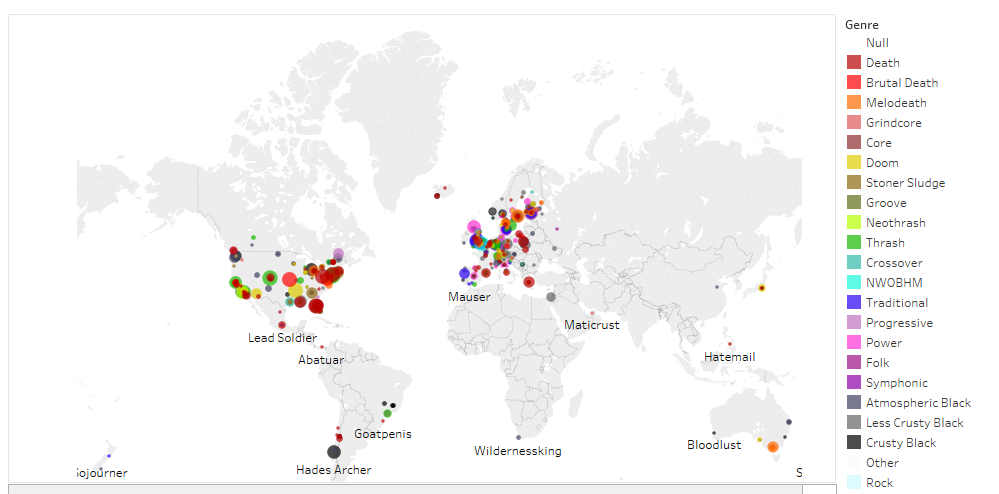 A snapshot of the metal played at Hourz across the world