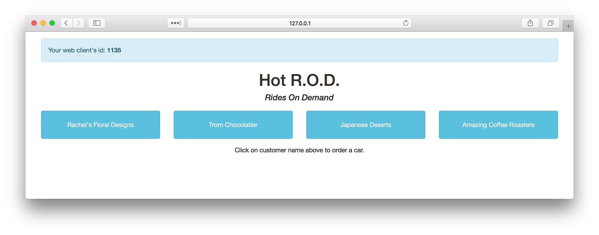 HotROD single-page web app