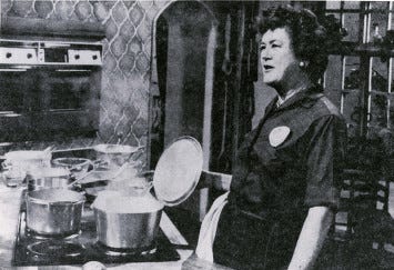 Julia Child gives the KUHT audience a cooking demonstration. Credit [KUHT](https://commons.wikimedia.org/wiki/File:Julia_Child_at_KUHT.jpg)