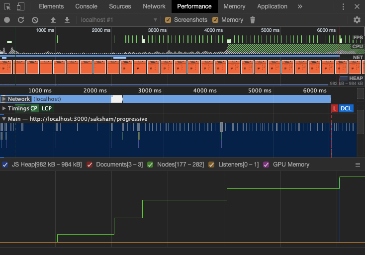 Perf profiling with progressive