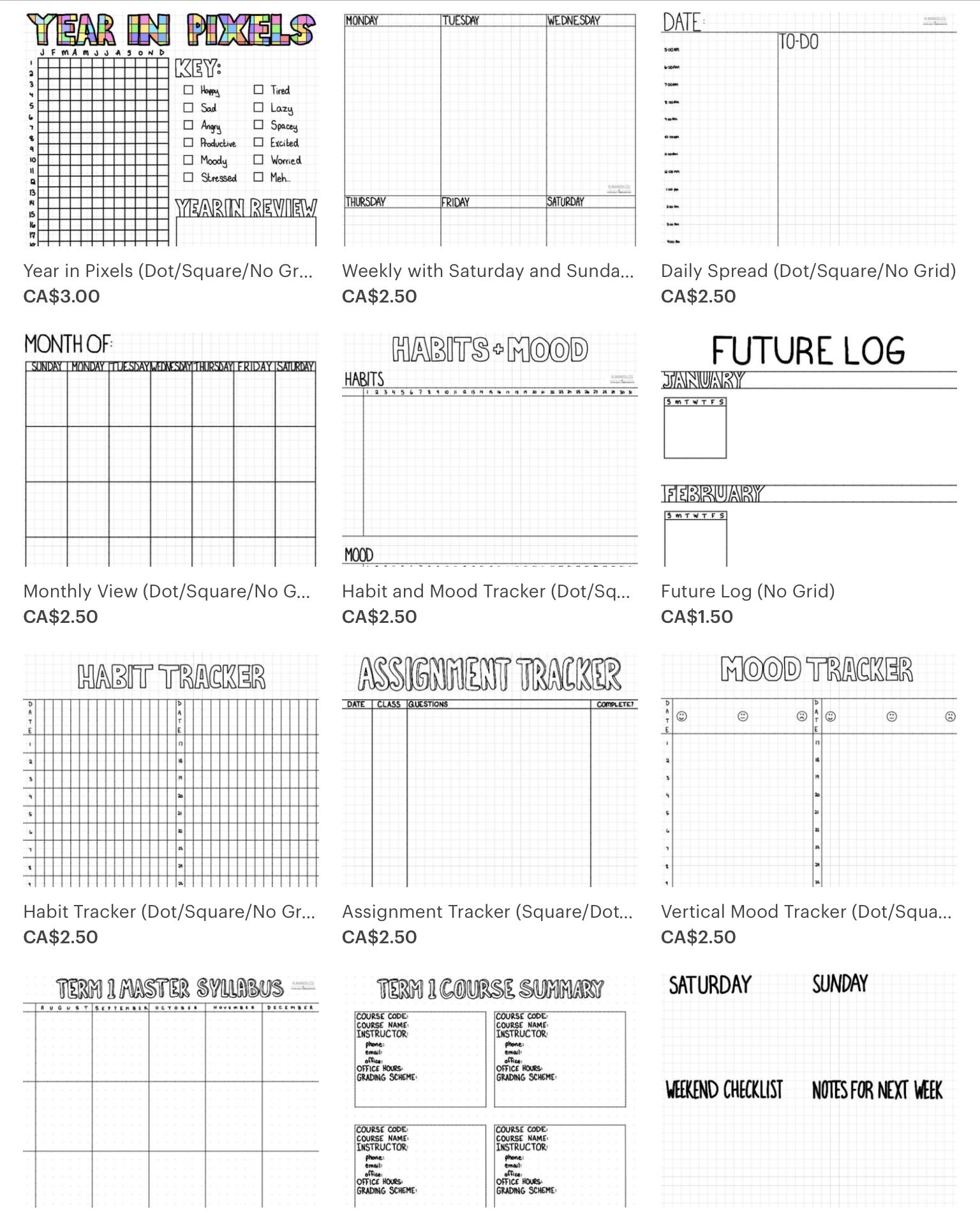 Bullet Journal Goodnotes Templates