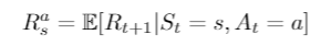 Example equation to predict the next immediate reward