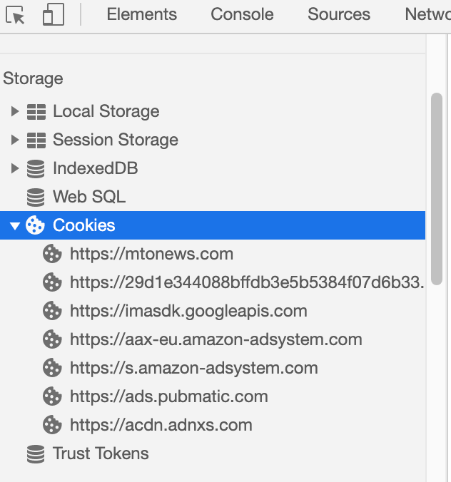 List of cookie domains for mtonews.com