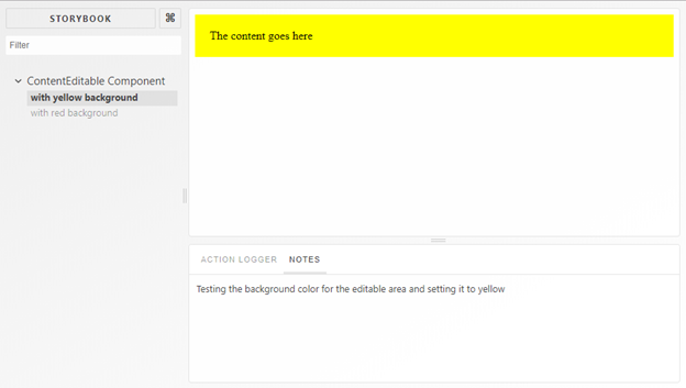ContentEditableComponent under Storybook IDE