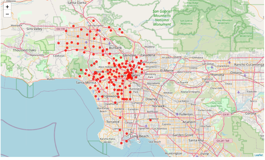 Neighborhoods mapped using Folium