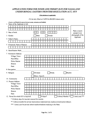 I.L.P doc for Nagaland (Source: Pdfiller)