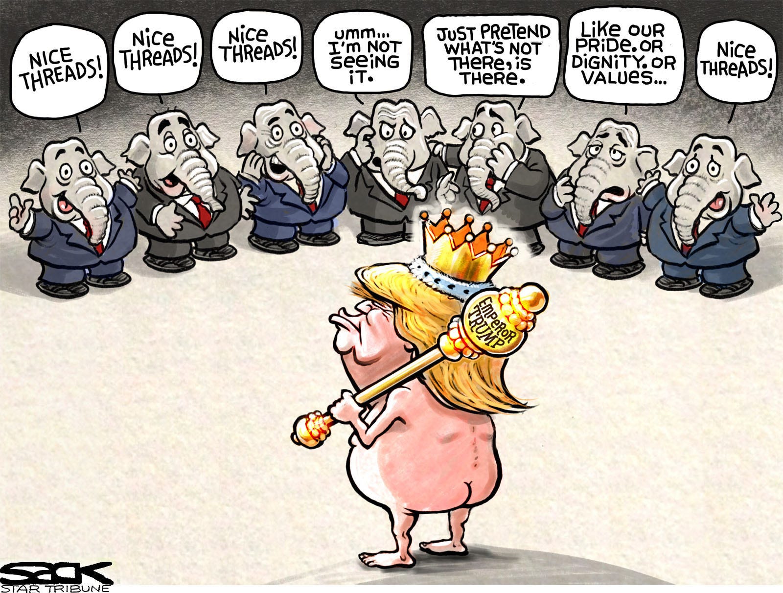 Image result for trump the emperor's new clothes