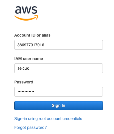 Oluşturduğunuz kullanıcıyla giriş yapmak için “Account ID” gerekiyor.
