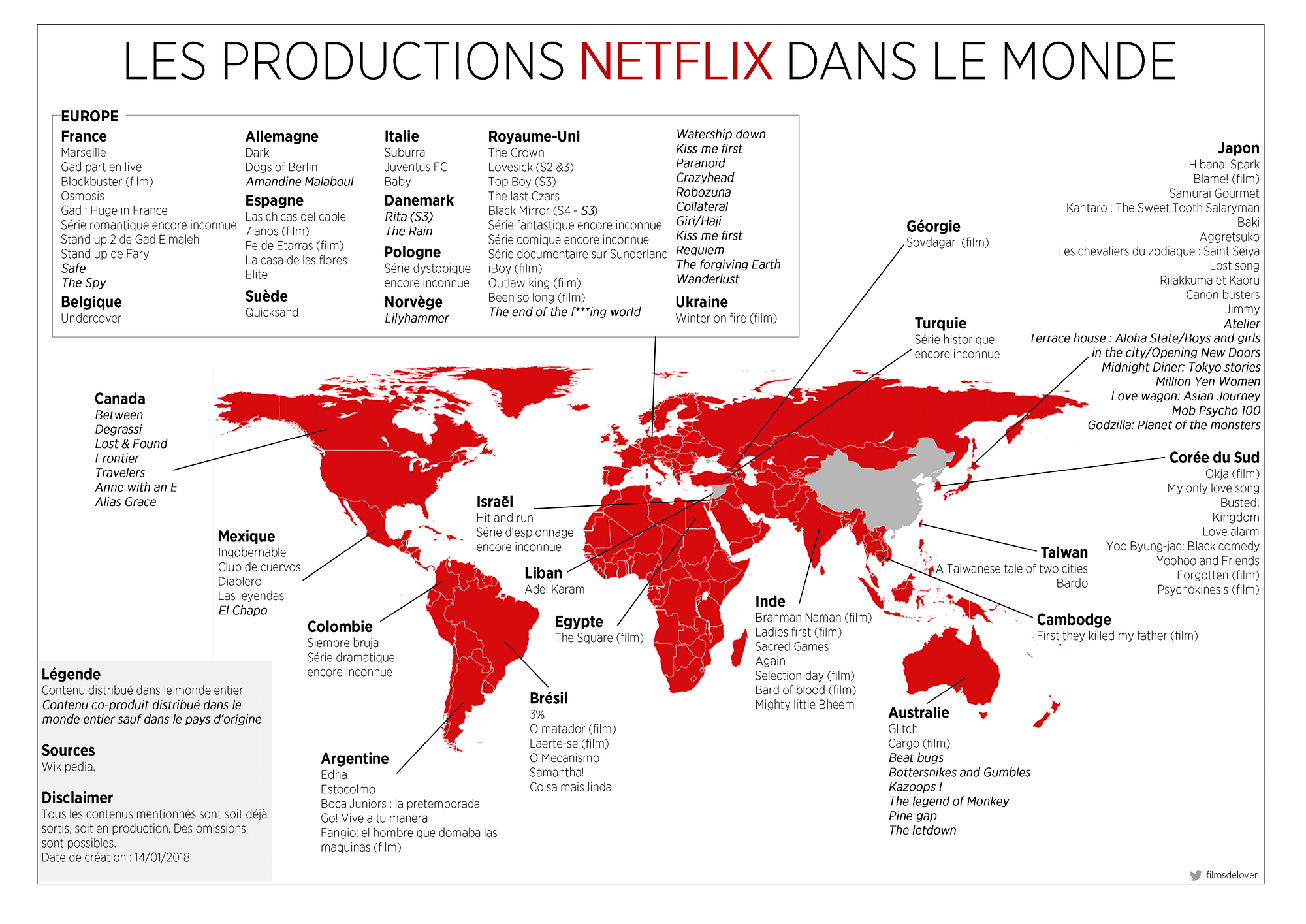 La Carte Des Productions Et Co-productions De Netflix Dans Le Monde.