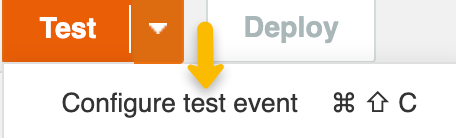 After clicking “Test”, there will be a prompt to “Configure Test Event”.