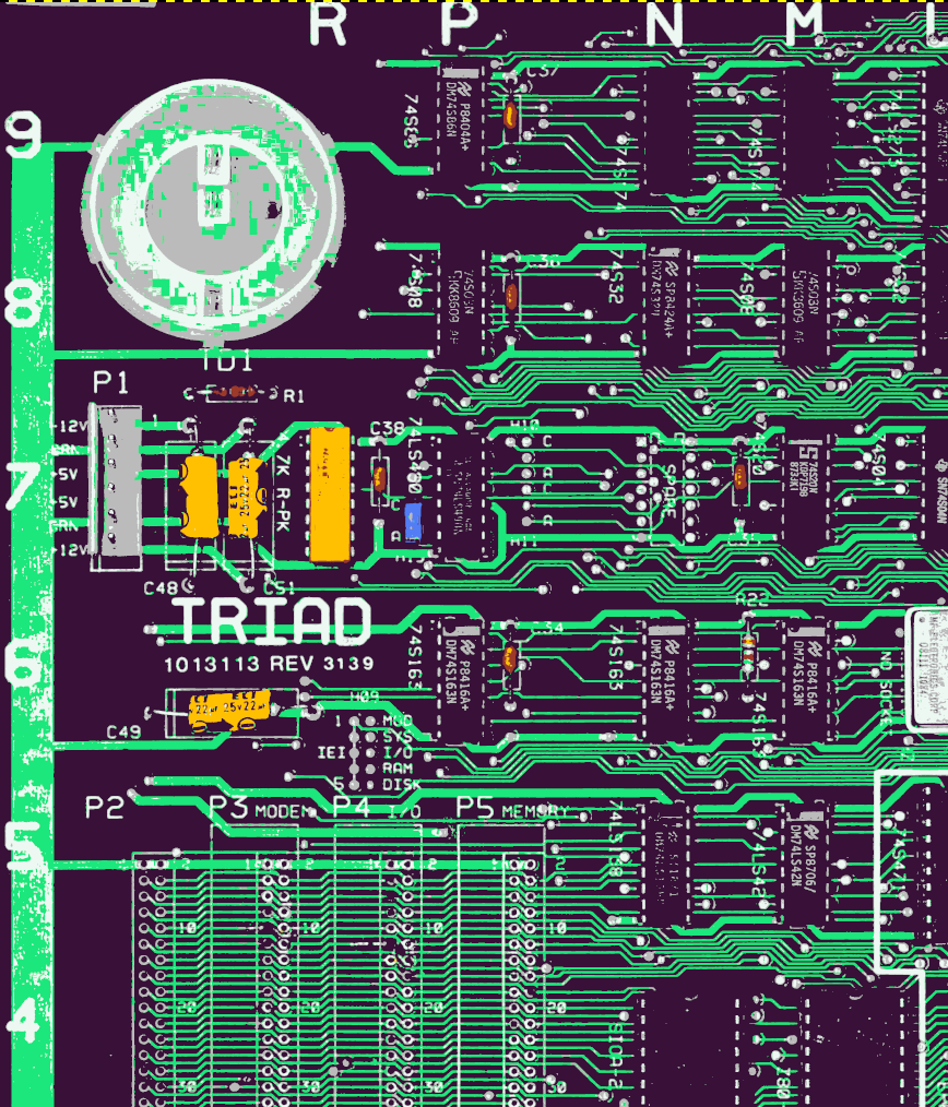 Posterized top side of the PCB