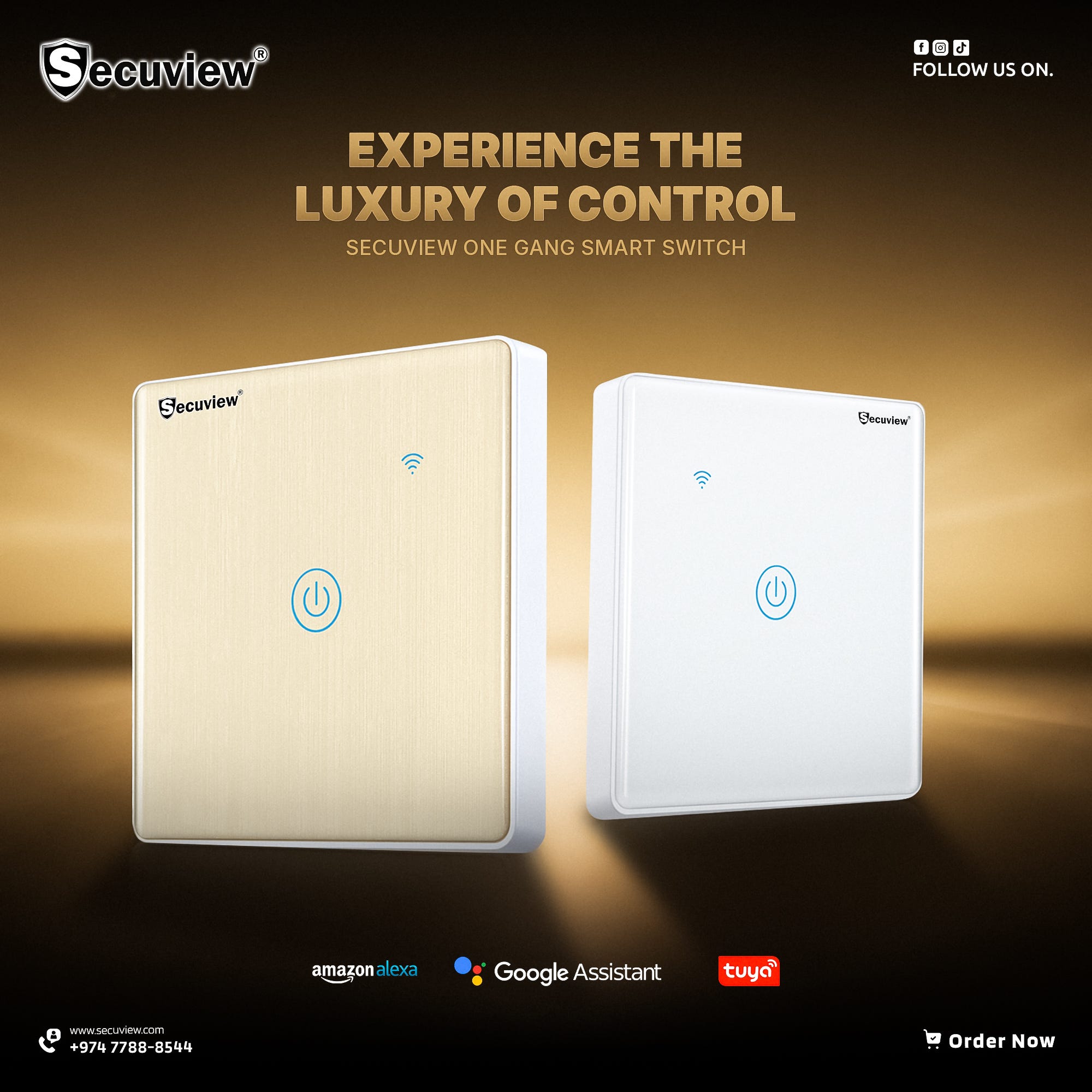 Experience the Luxury of Control with the Secuview One Gang Brushed Panel Smart Switch