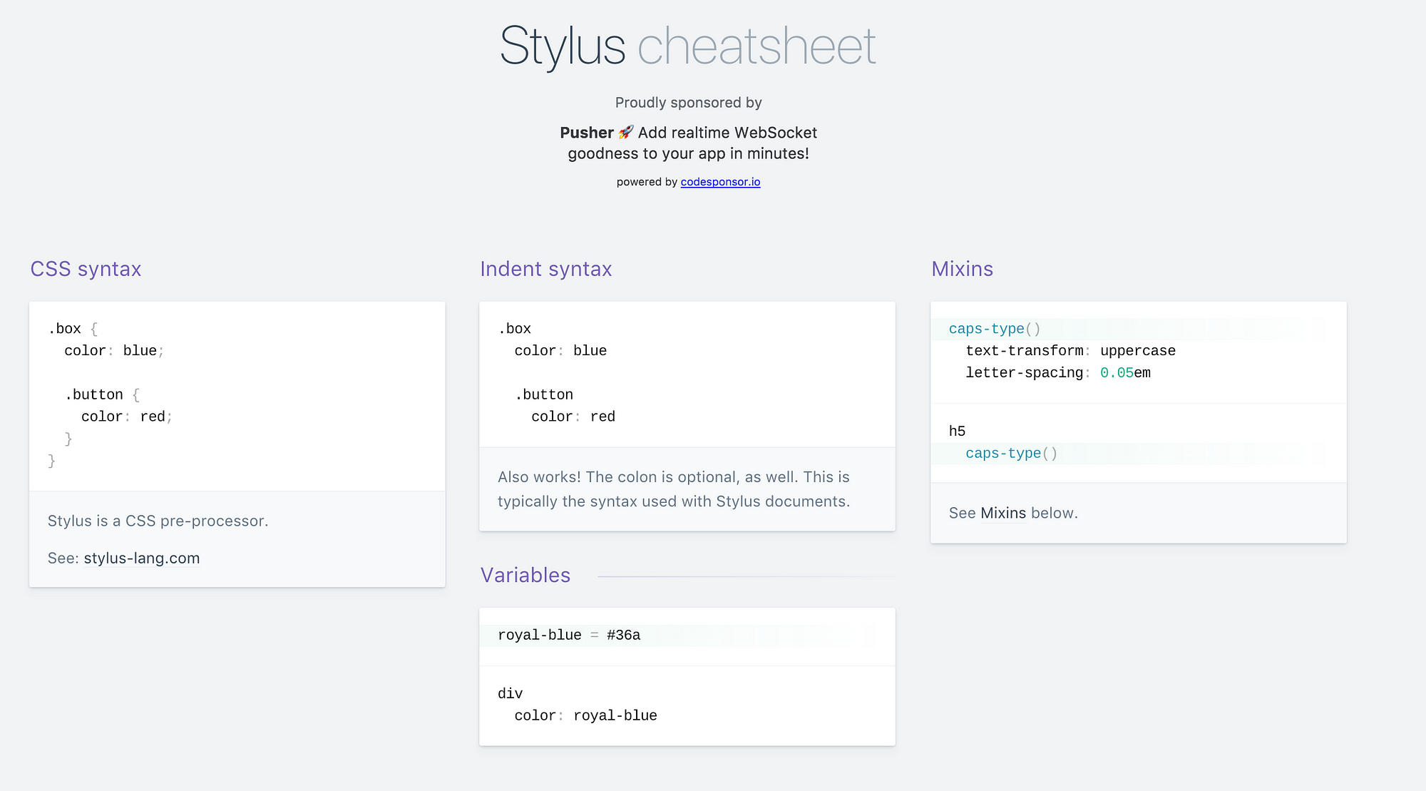 https://devhints.io/stylus