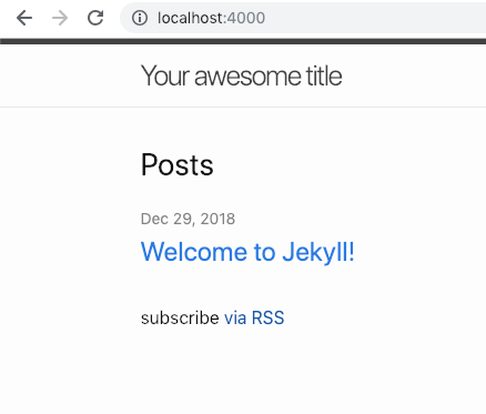 Jekyll default blog page