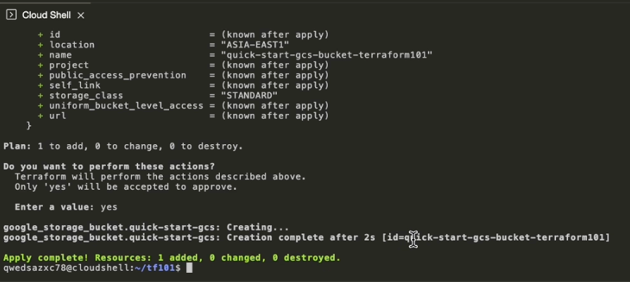 步驟四：terraform plan GCS