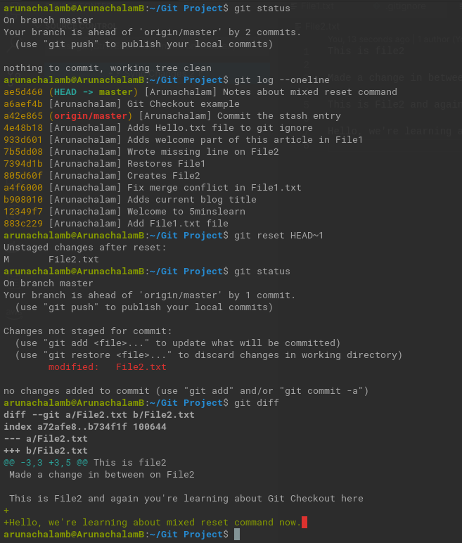 Git Mixed Reset