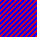 Alternating red and blue stripes going up and to the right